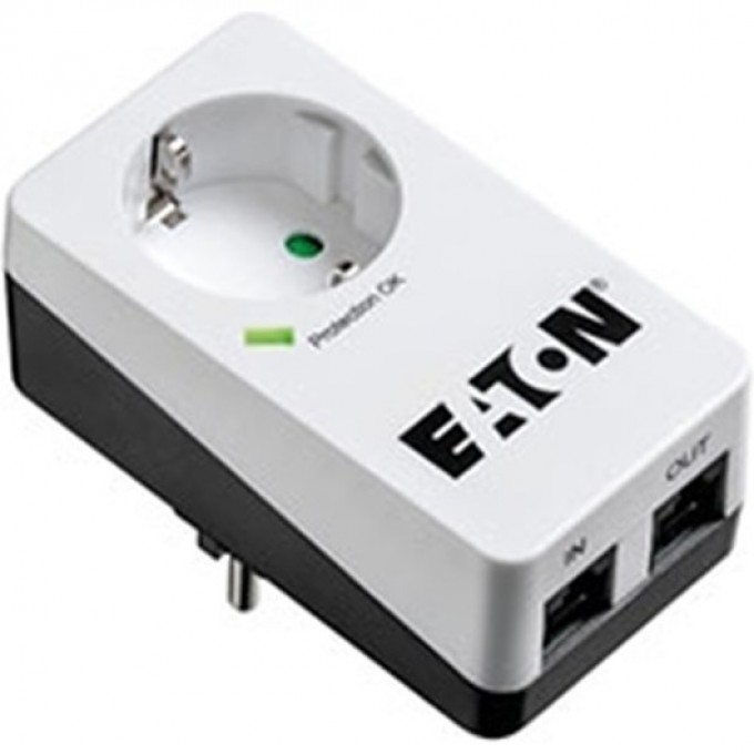 Сетевой фильтр EATON Protection Box 1 DIN (1 розетка) белый/черный (коробка) PB1D