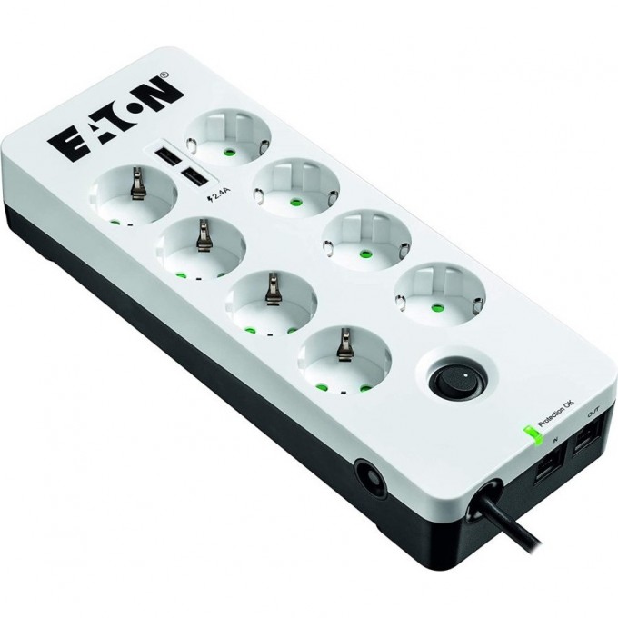 Сетевой фильтр EATON Protection Box 6 1.8м (6 розеток) белый/черный (коробка) PB6UD