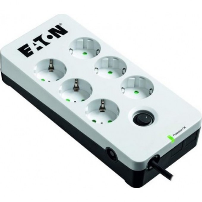 Сетевой фильтр EATON Protection Box 6 DIN 1.8м (6 розеток) белый/черный (коробка) PB6D